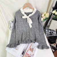 Women's Knit Cardigan Bow Tie Sweater