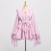 Women's Ruffled Lantern Sleeves Jumpsuit Skirt