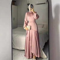 Womens Fashion Satin Ruffle-Trimmed Strap Dress