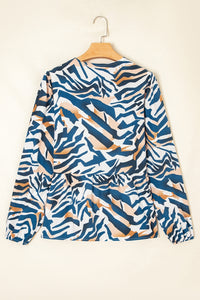 Blue Zebra Stripes Puff Sleeve Top