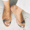New Summer Flat-Heel Fishmouth Sandals With Buckle Straps And Colorblock Design For Casual Wear