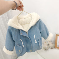 South Korea Rabbit Ears Fleece-lined Thickening Denim Jacket