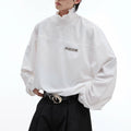 High Collar Pleated Lace Solid Color Shirt Simple
