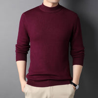 Pure Color Half Collar Men's Slim Fit Sweater Base Sweater