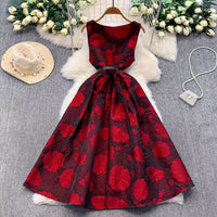 Stylish High-End Jacquard Square-Neck Sleeveless Dress For Women