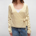 Cross V-neck Bottoming Lace-up Casual Sweater