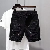 Summer Ripped Thin Denim Shorts Men