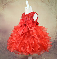 Girls' Bow String Beads Flower Princess Dress